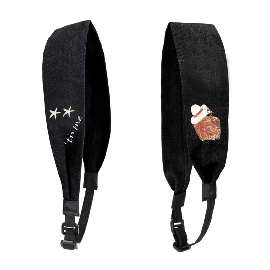 Hand Sketched Print Adjustable Headscarf Black (Beach)