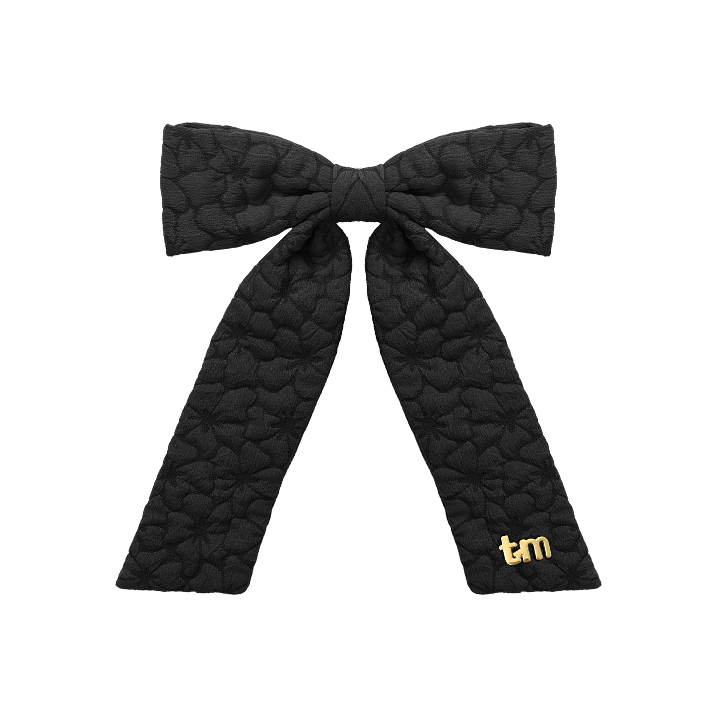Floral Quilted Collection Large Bow Clip (Black)