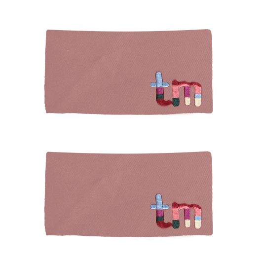 Denim Colored Embroidery Logo Rectangle Snap Clip Set Of 2 (Pink)