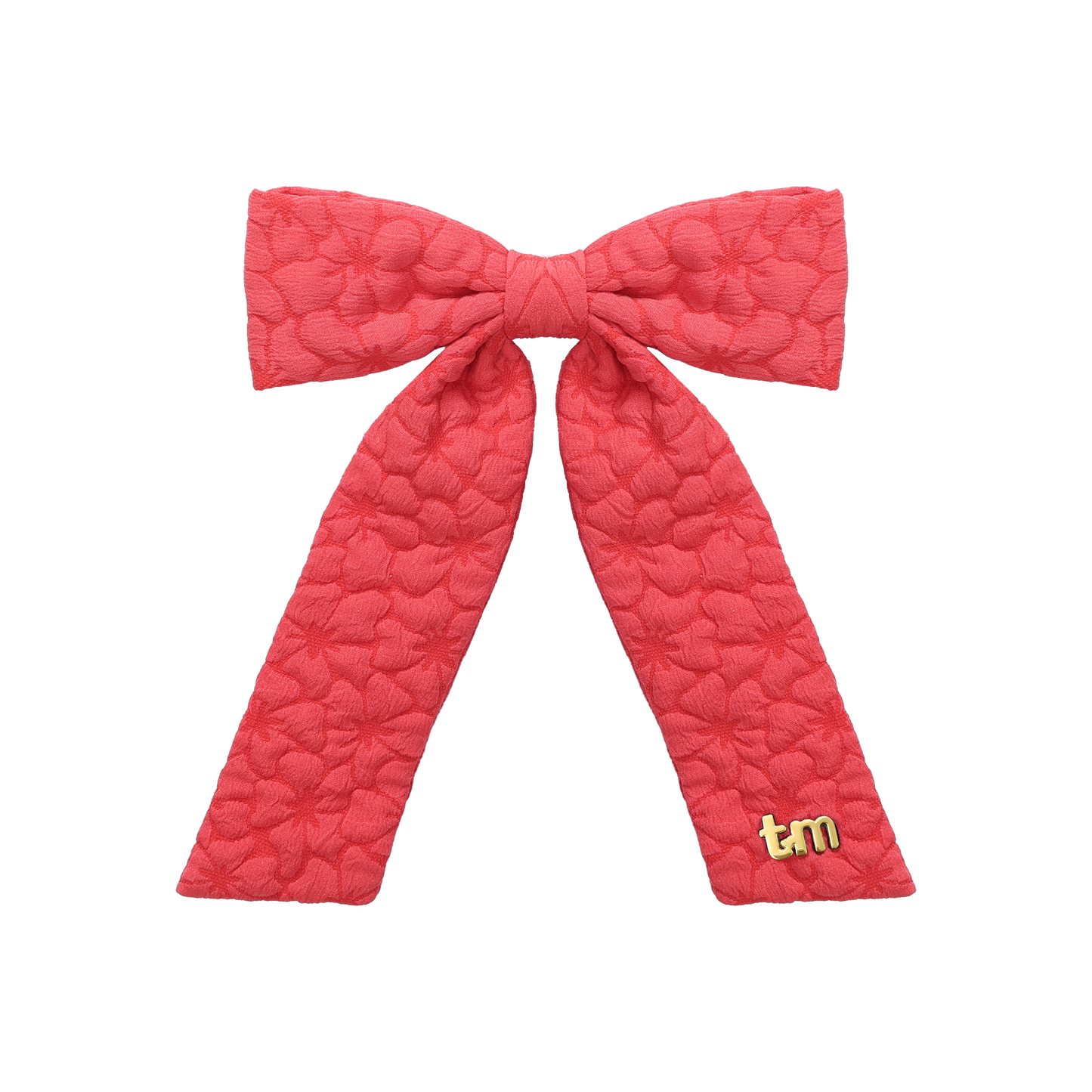 Floral Quilted Collection Large Bow Clip (Red)