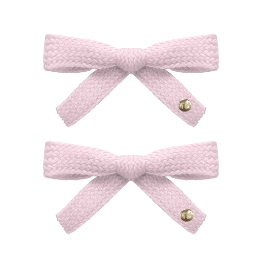 SS26 Woven Ribbon Mini Bow Clip Set Of 2 (Light Pink)