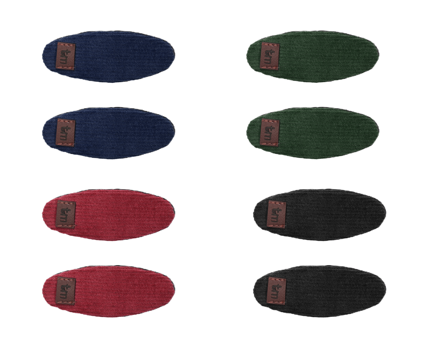 Corduroy Oval Snap Clip Set of 2