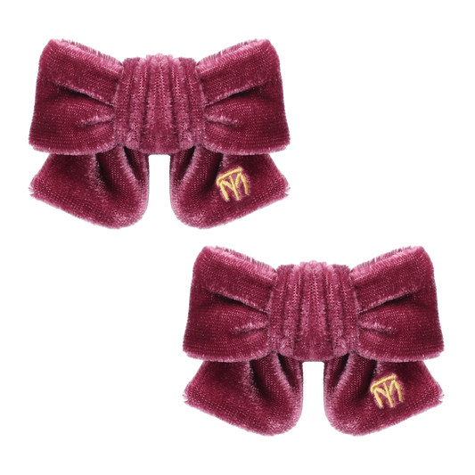 Velvet Bow Clip Set Of 2 (Berry Wine)