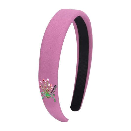 Bouquet Embroidery Knit Collection Hard Headband (Pink)