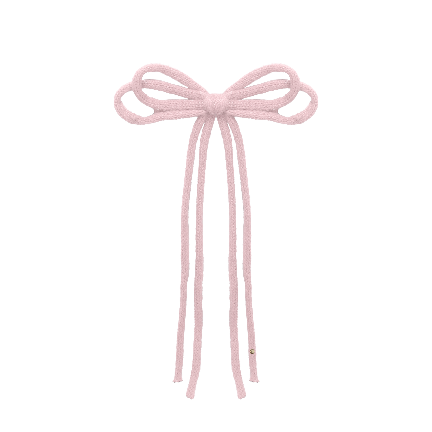 SS26 Knit Ribbon Long Tail Bow Clip (Light Pink)