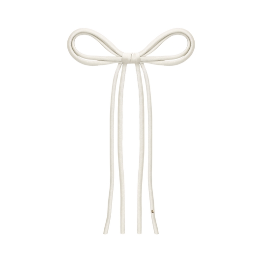 SS26 Satin-Cord Ribbon Long Tail Bow Clip (Cream)