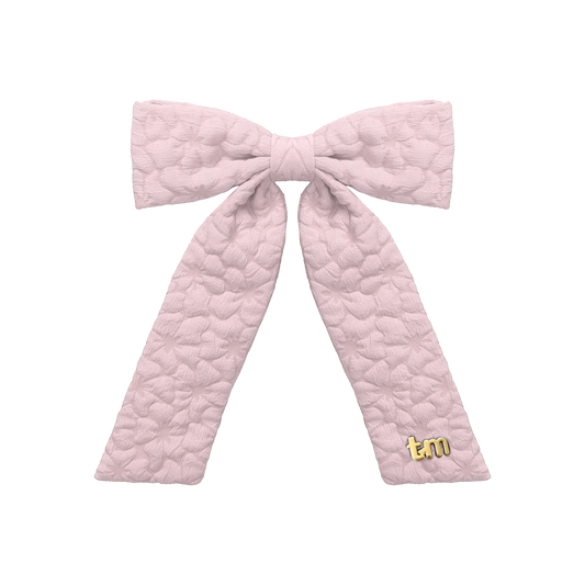 Floral Quilted Collection Large Bow Clip (Pink)