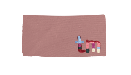 Denim Colored Embroidery Logo Barette Clip (Pink)