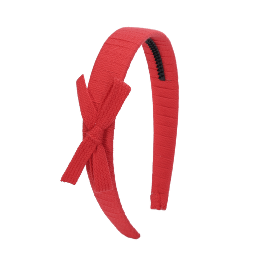 SS26 Woven Ribbon Hard Headband (Red)