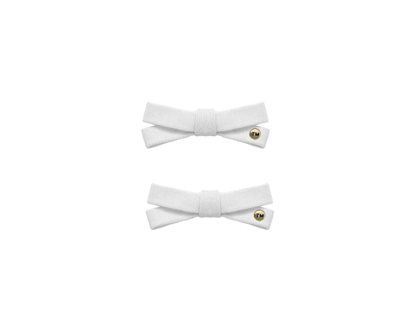 Denim Luggage Logo Collection Mini Bow Clip Set Of 2 (White)