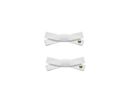 Denim Luggage Logo Collection Mini Bow Clip Set Of 2 (White)