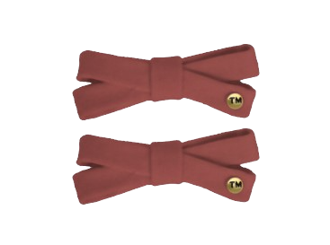 Denim Colored Embroidery Logo Bow Snap Clip Set Of 2 (Maroon)