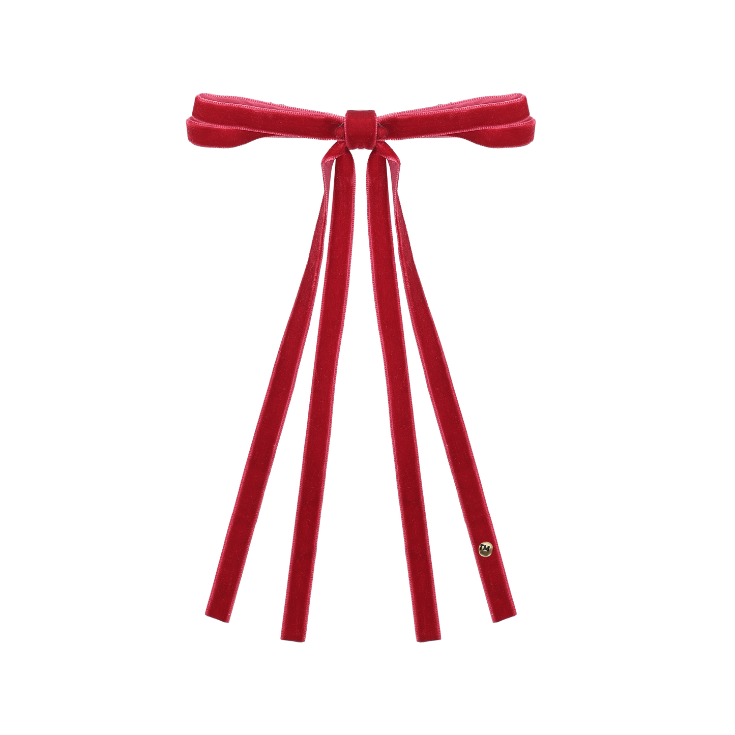 Velvet Ribbon Long Tail Bow Clip (Cherry Red)