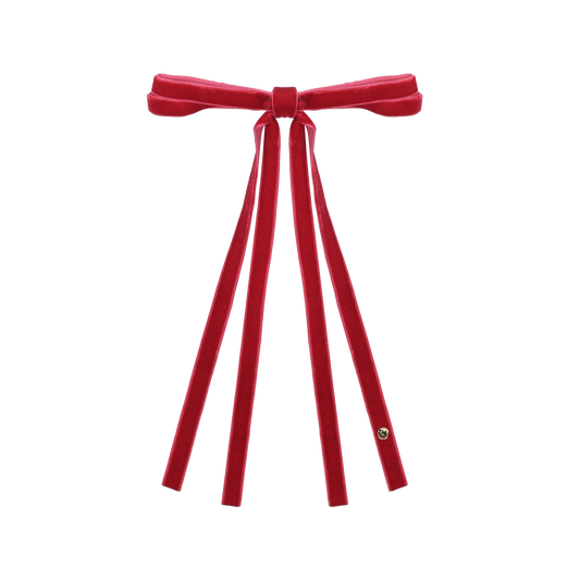 Velvet Ribbon Long Tail Bow Clip (Cherry Red)