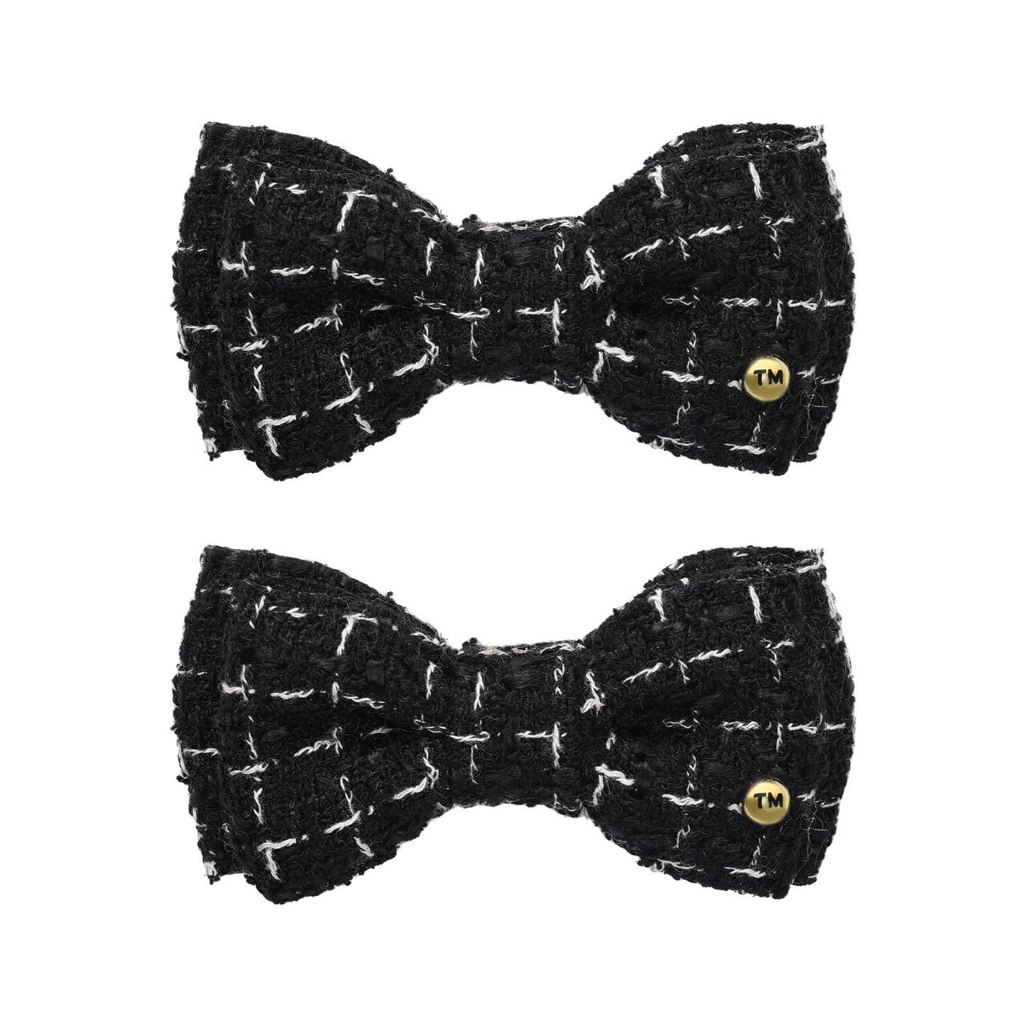 Tweed Bow Tie Set Of 2 Clips (Black)