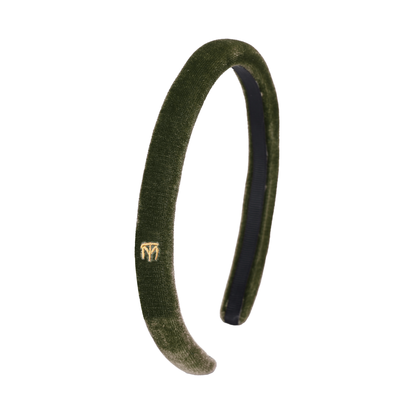Velvet .5" Narrow Rounded Headband (Olive Green)