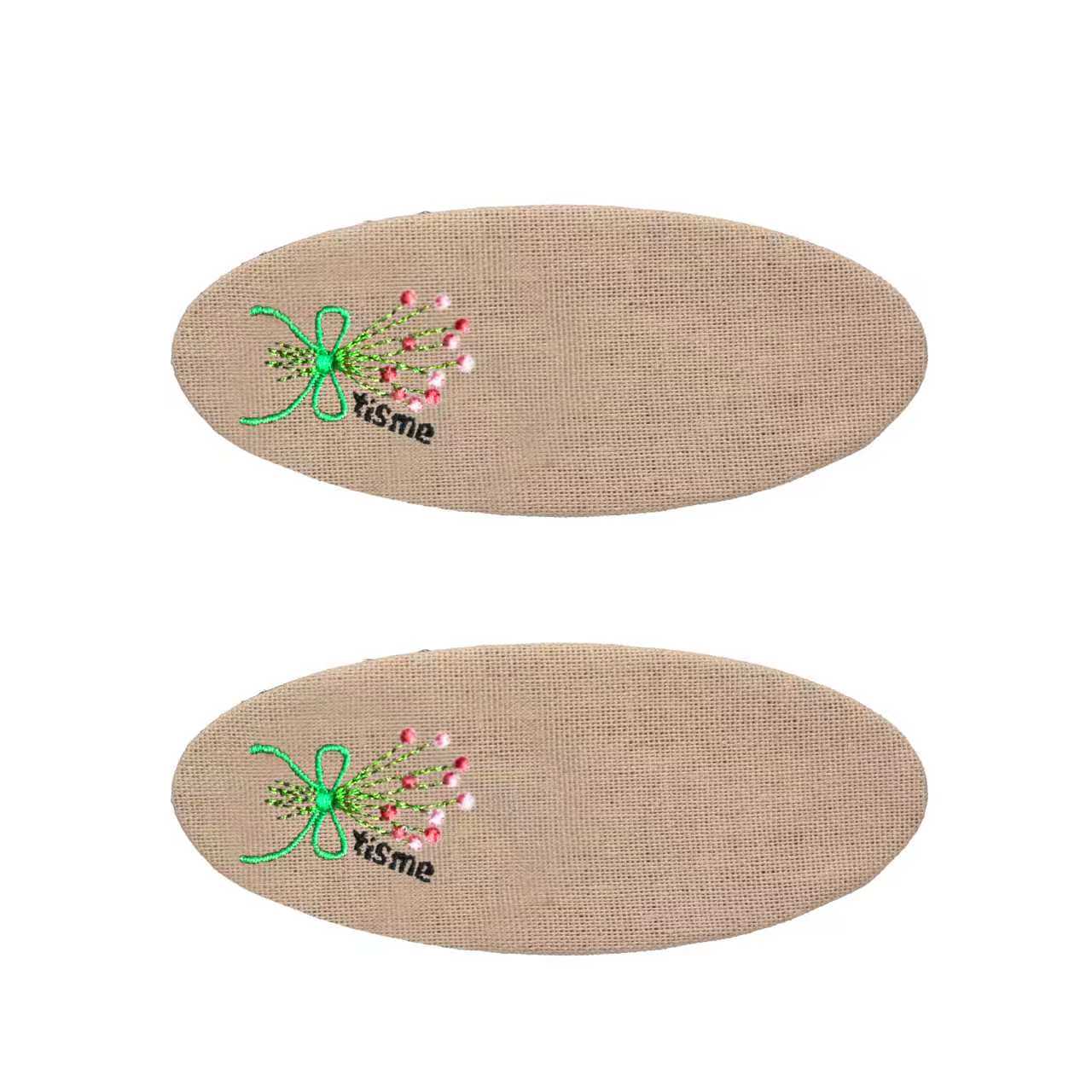 Bouquet Embroidery Knit Collection Barrette Clip (Beige)