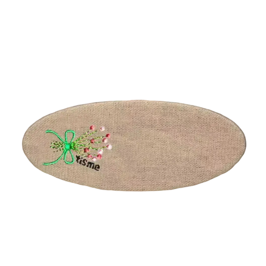 Bouquet Embroidery Knit Collection Barrette Clip (Beige)