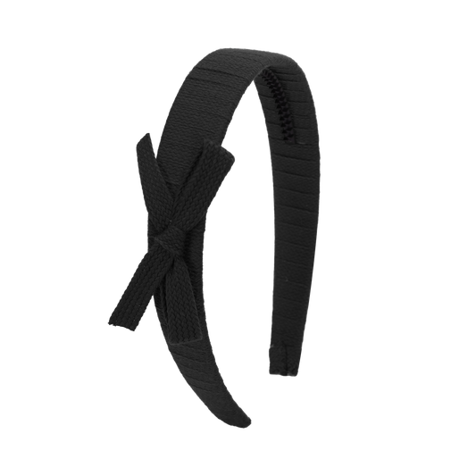 SS26 Woven Ribbon Hard Headband (Black)