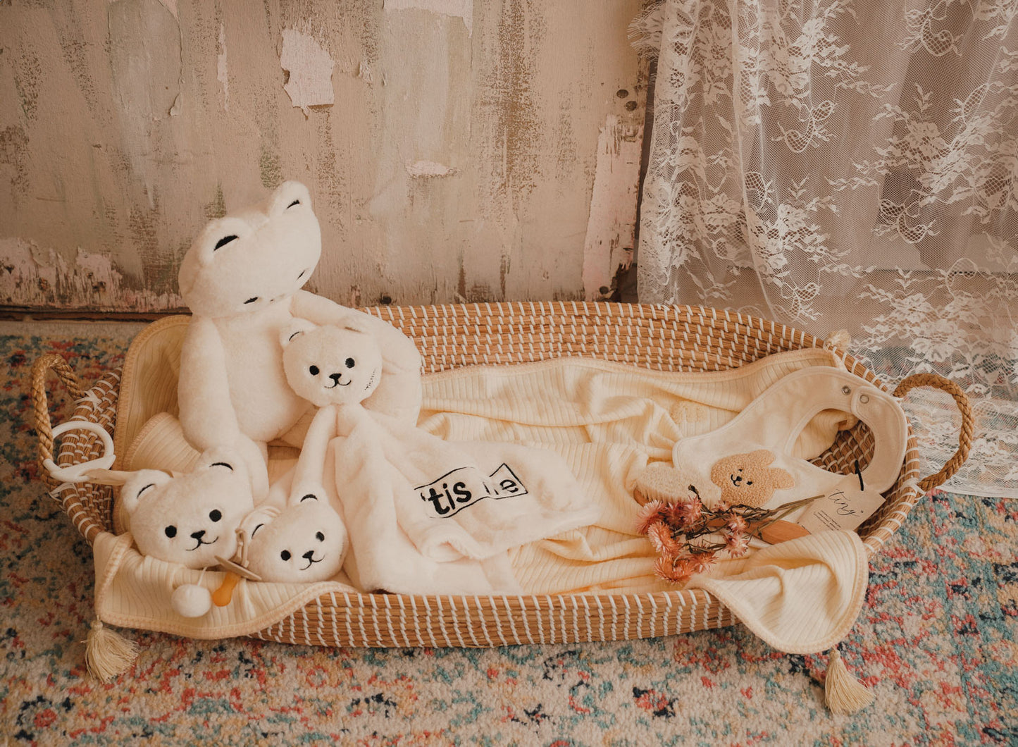 Lovey with Paci/Stroller String (Bear, Cream)