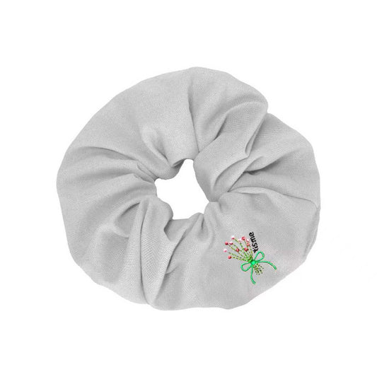 Bouquet Embroidery Knit Collection Scrunchie (White)