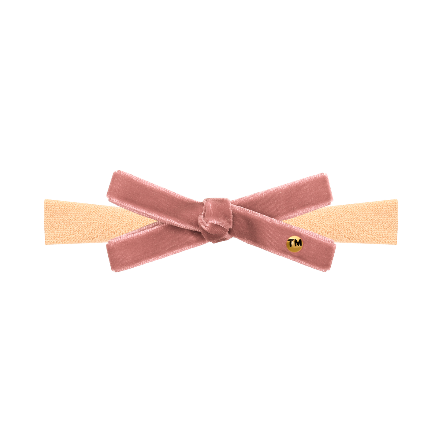Velvet Ribbon Nylon Baby Band With Bow (Dusty Pink)
