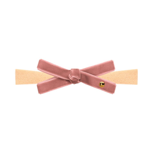 Velvet Ribbon Nylon Baby Band With Bow (Dusty Pink)