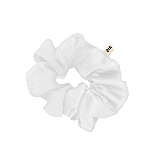 SS24 WHITE SCRUNCHIE SATIN/CHIFFON