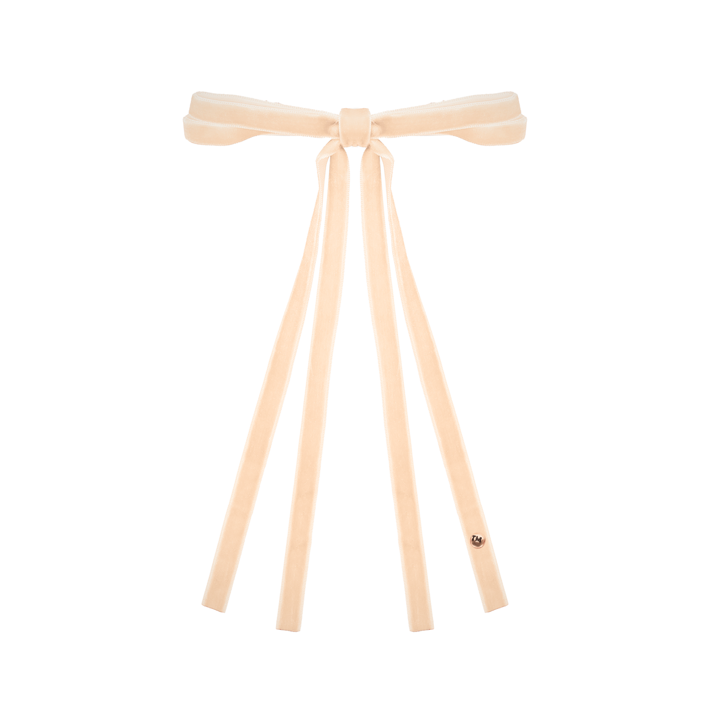 Velvet Ribbon Long Tail Bow Clip (Cream)