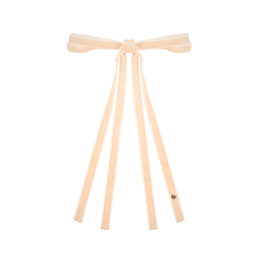 Velvet Ribbon Long Tail Bow Clip (Cream)