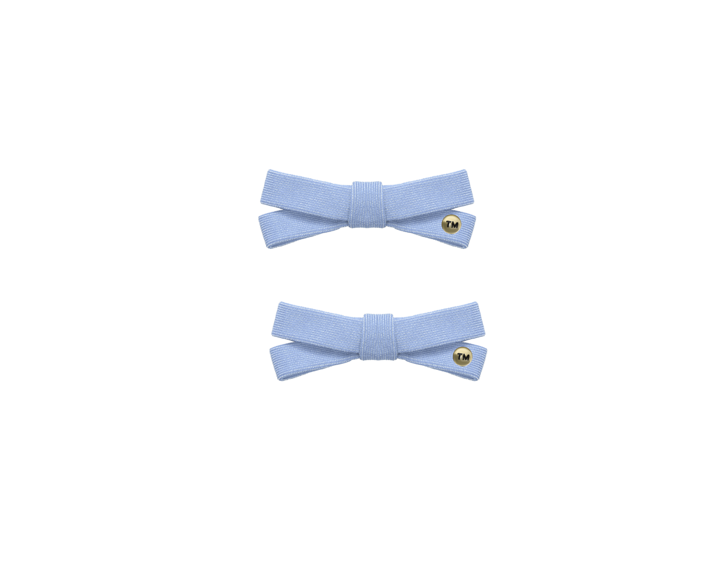 Denim Luggage Logo Collection Mini Bow Clip Set Of 2 (Chambray)