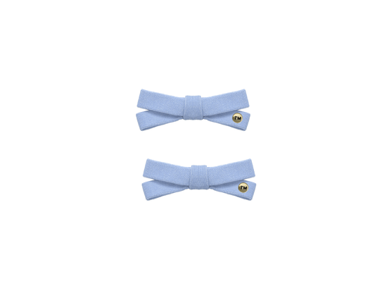 Denim Luggage Logo Collection Mini Bow Clip Set Of 2 (Chambray)