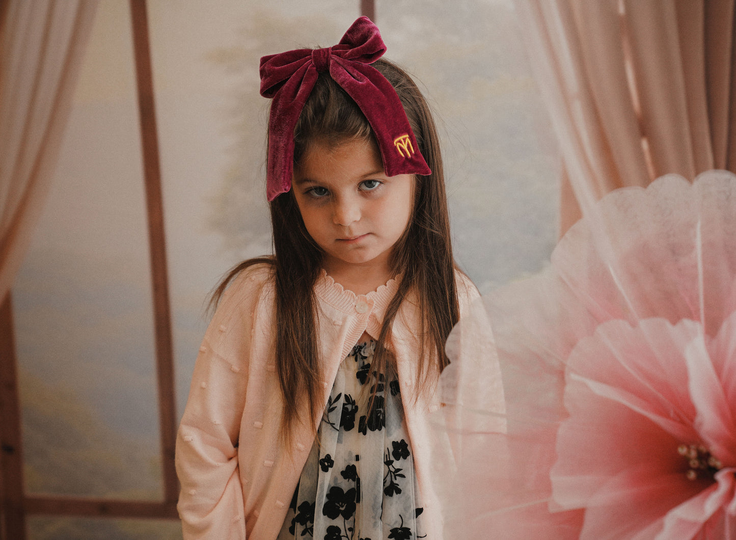 Velvet Large Bow Clip (Berry Wine)