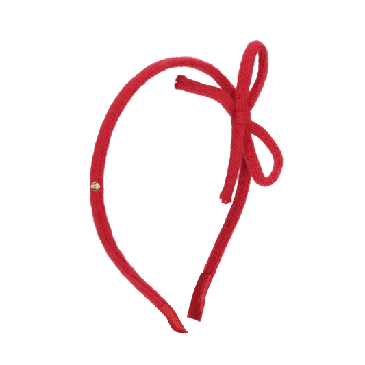 SS26 Knit Ribbon Hard Headband (Red)