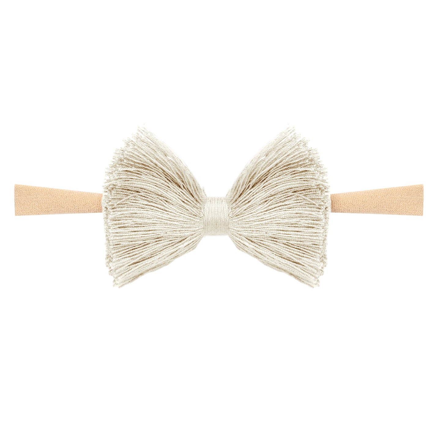 Macrame 3" Bow with Nylon Headband (Cream)