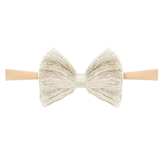 Macrame 3" Bow with Nylon Headband (Cream)