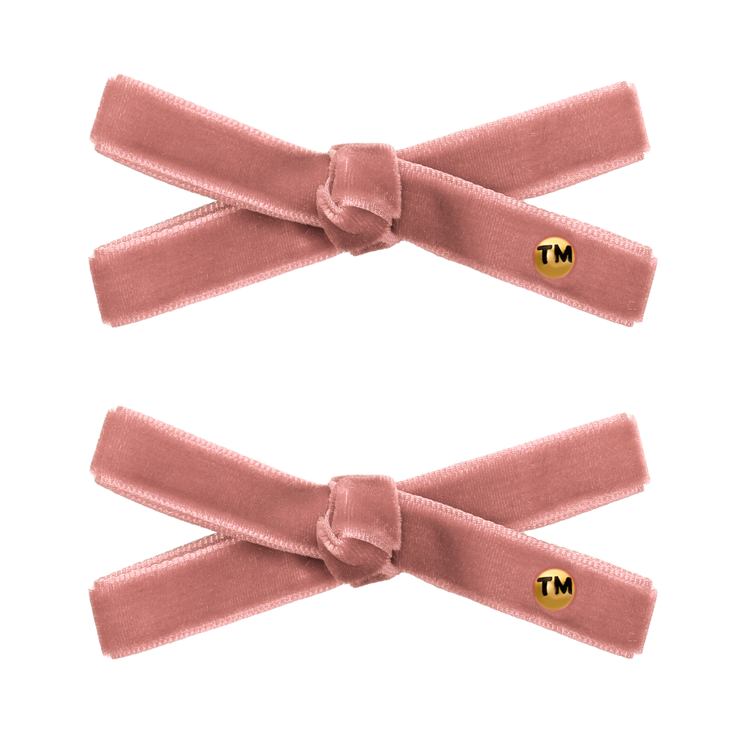 Velvet Ribbon Bow Clip 2.5" Set Of 2 (Dusty Pink)