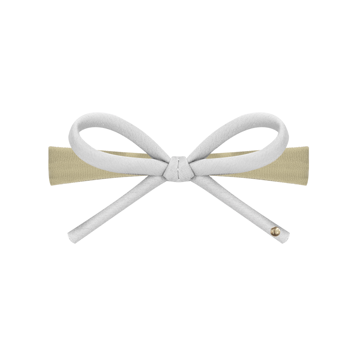 SS26 Satin-Cord Ribbon Nylon Baby Headband (White)