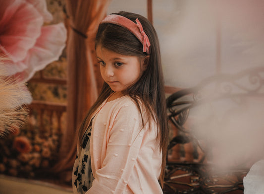 Velvet Ribbon Hard Headband Side Bow (Dusty Pink)