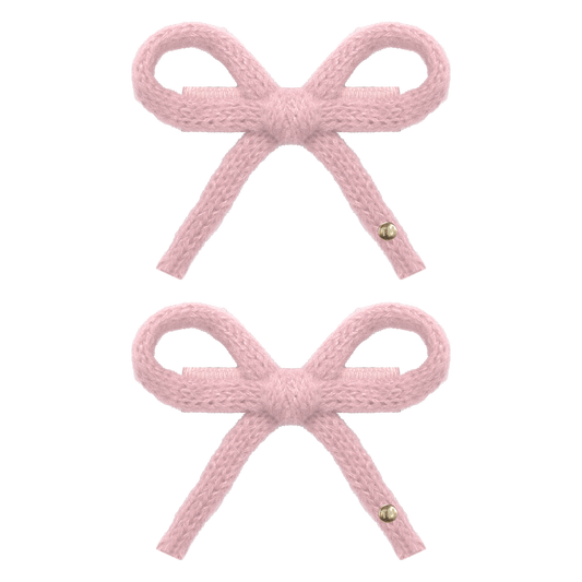 SS26 Knit Ribbon Mini Bow Clip Set Of 2 (Pink)