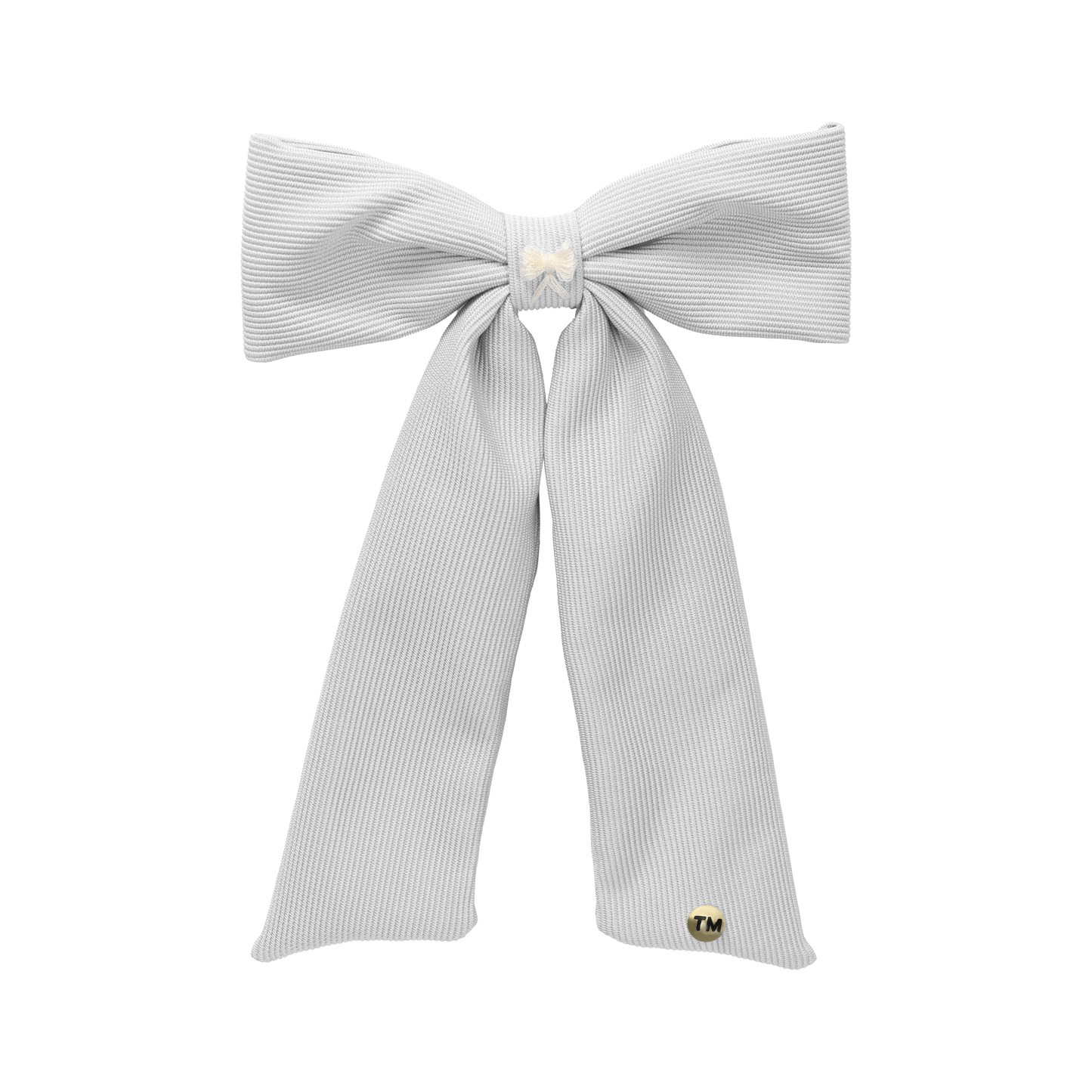 Bow Embroidery Knit Collection Large Bow Clip (White)