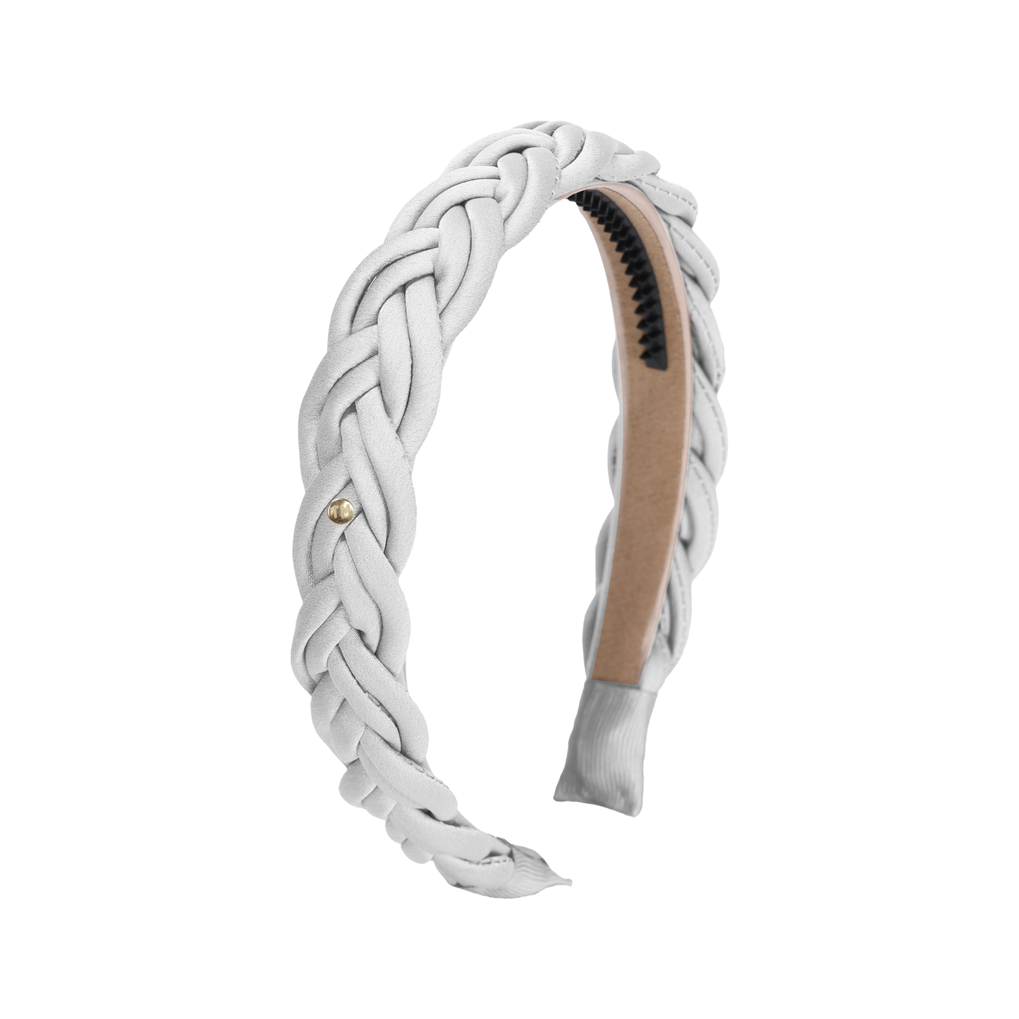 SS26 Satin-Cord Ribbon Hard Headband (White)