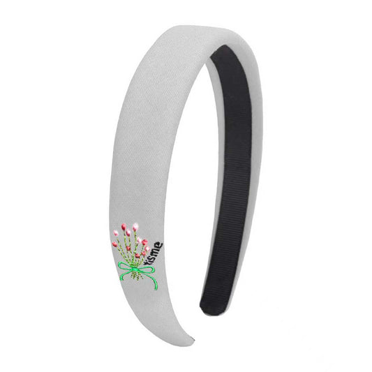 Bouquet Embroidery Knit Collection Hard Headband (White)