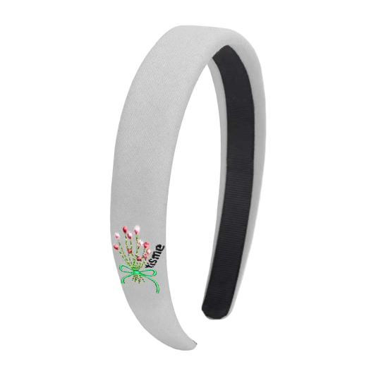 Bouquet Embroidery Knit Collection Hard Headband (White)