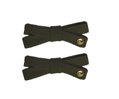Denim Colored Embroidery Logo Bow Snap Clip Set Of 2 (Green)