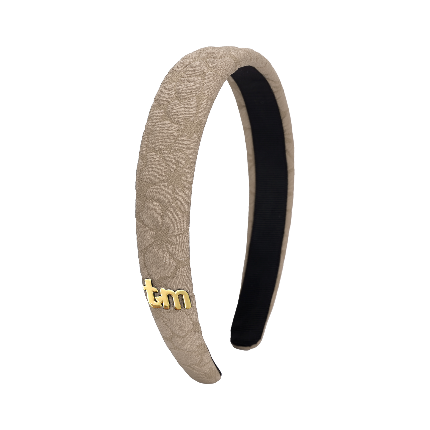 Floral Quilted Collection Hard Headband (Beige)