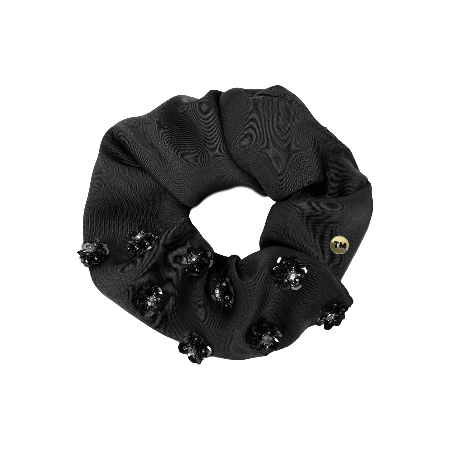 SS26 Intricate Hand Beaded Scrunchie (Black)