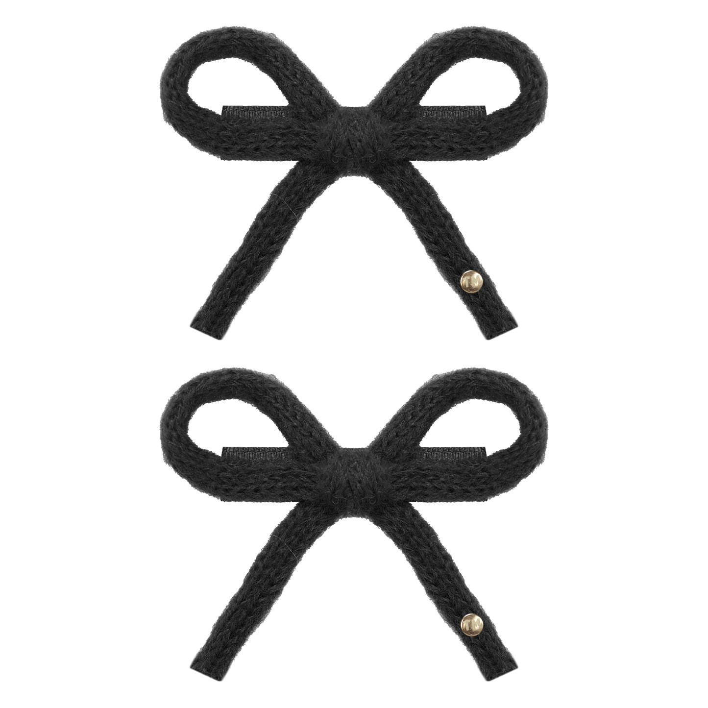 SS26 Knit Ribbon Mini Bow Clip Set Of 2 (Black)