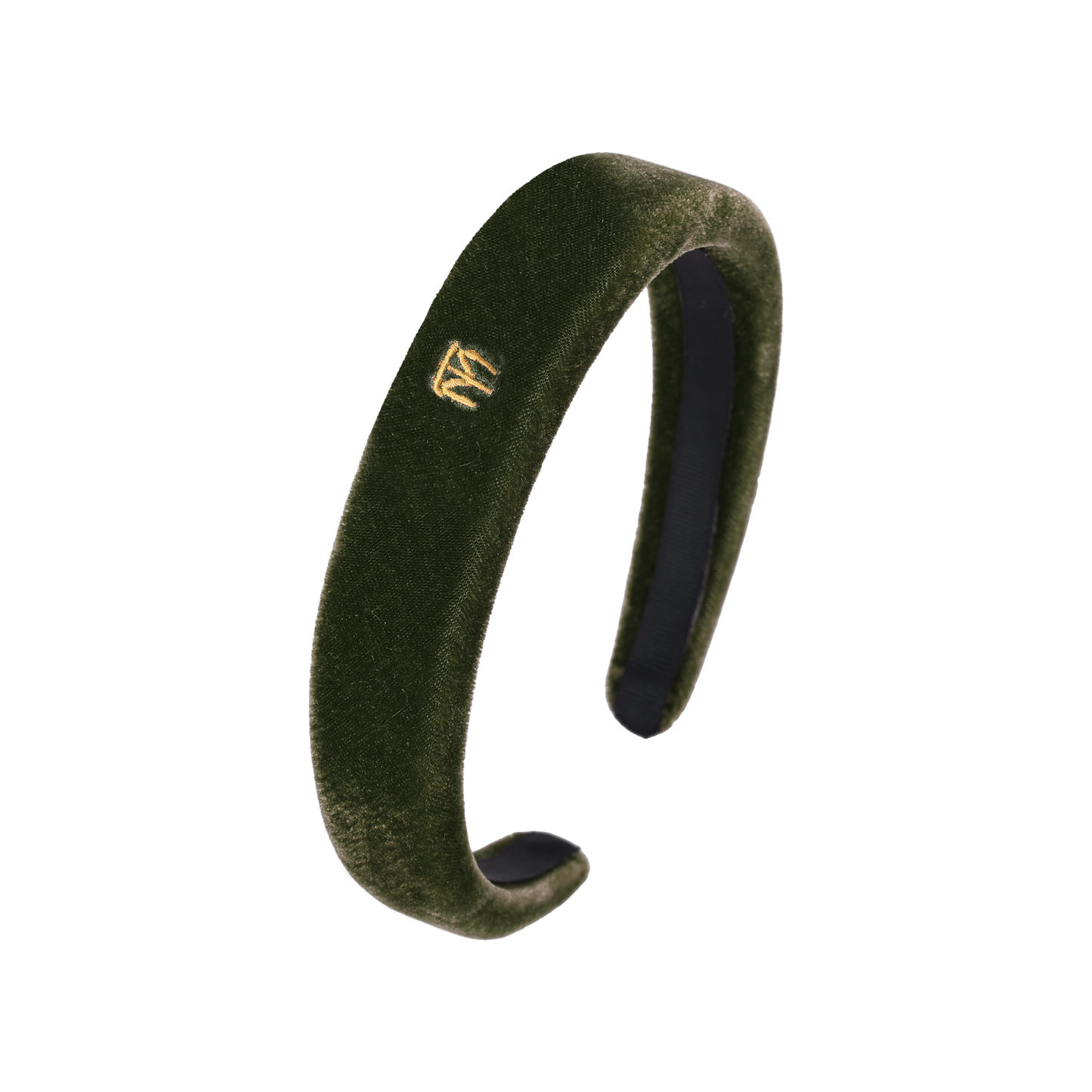 Velvet Hard Headband (Olive Green)