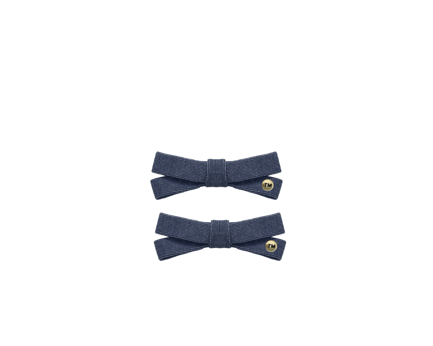Denim Luggage Logo Collection Mini Bow Clip Set Of 2 (Navy)